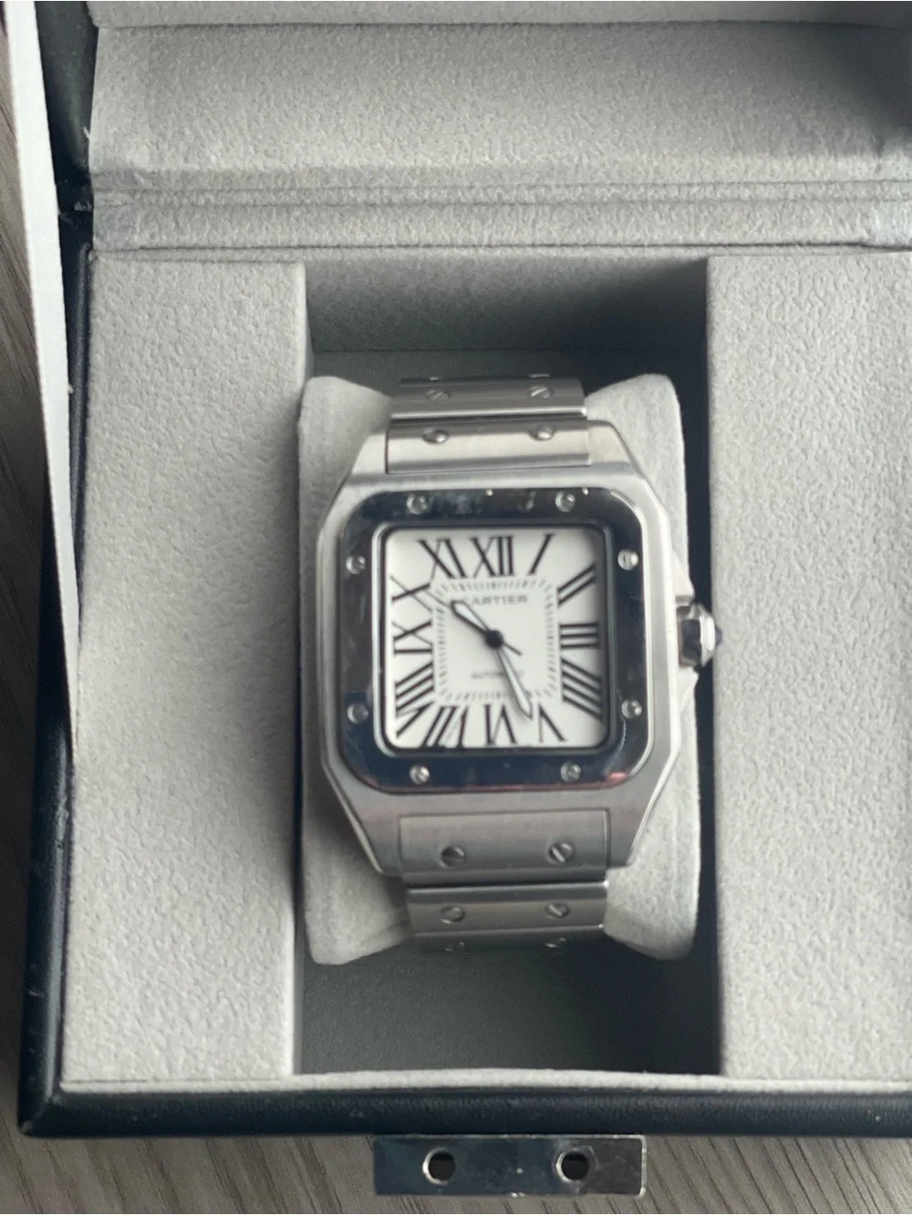 Cartier Men's Silver Stainless Steel Watch with White Dial